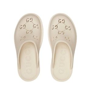 Gucci perforated GG platform mules